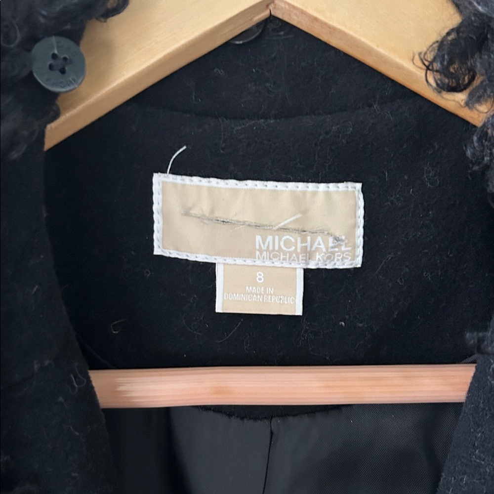 Michael Kors, beautiful black wool coat with woolly fur collar - Picture 2 of 5
